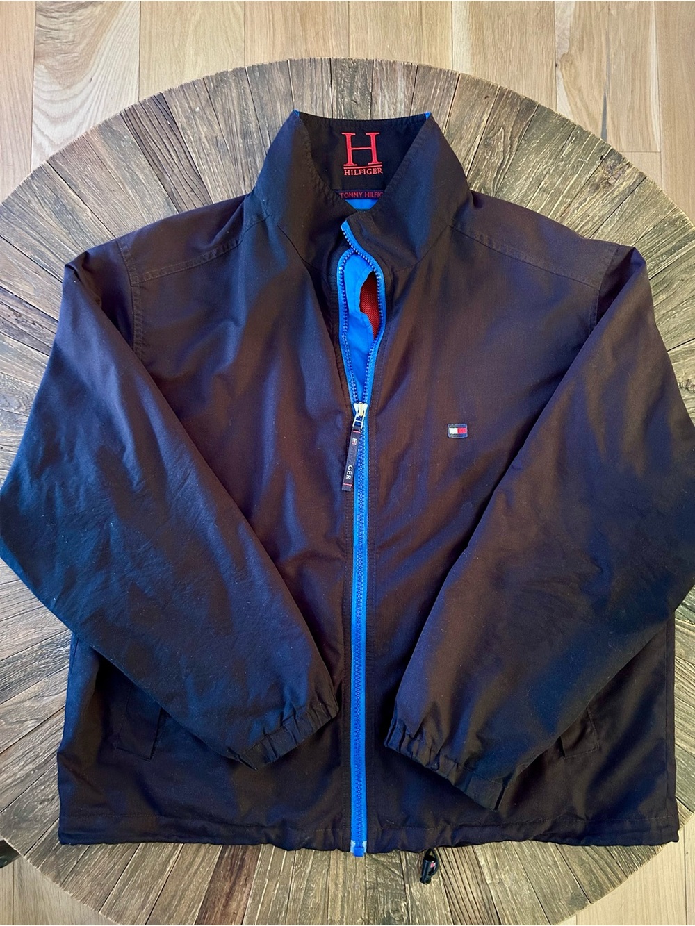 Tommy Hilfiger Men's Black Jacket with Blue Trim